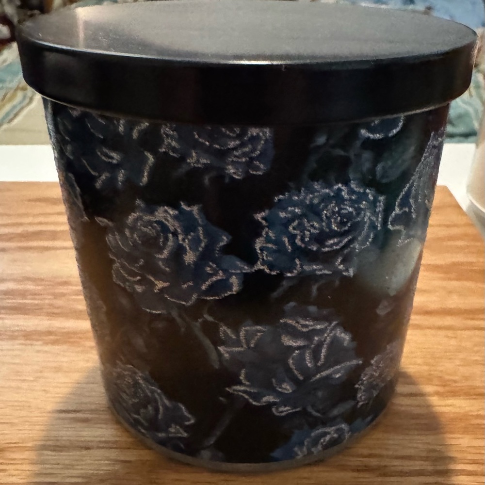 Floral Black and Blue Decorative Jar